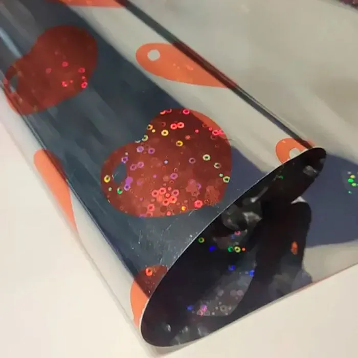 Пленка для Цветов и подарков, Сердца 7.5метров, Оранжевые