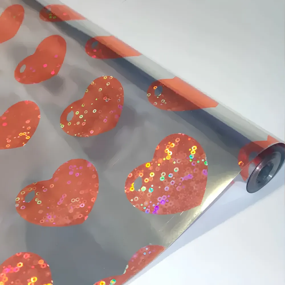 Пленка для Цветов и подарков, Сердца 7.5метров, Оранжевые