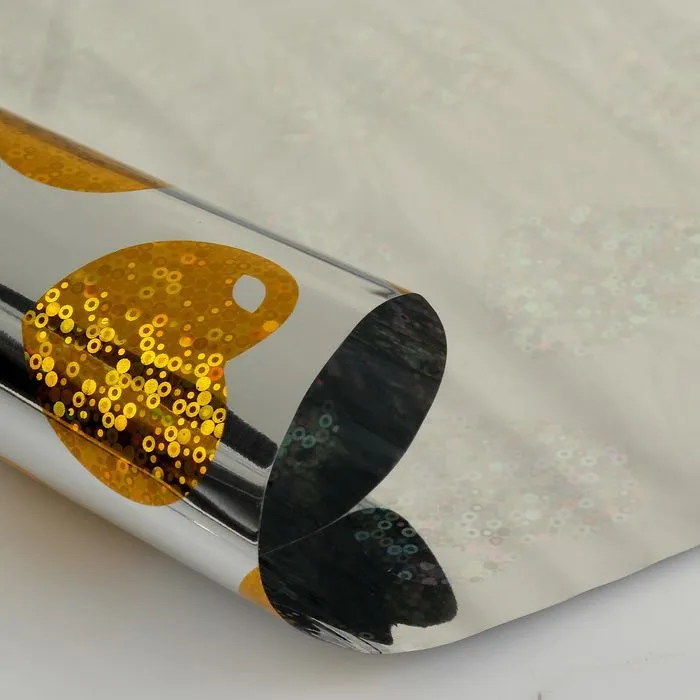 Пленка для Цветов и подарков, Сердца 7.5метров, Золотые